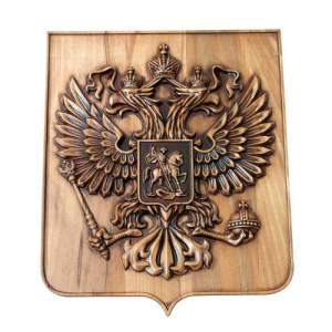 деревянные гербы, герб Москвы, фрезеровка деревянных гербов, деревянная символика, гербы и эмблемы в дереве